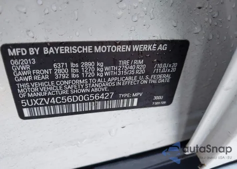 2013 BMW X5 xDrive35I/xDrive35I Premium/xDrive35I Sport Activity from USA, damaged, VIN 5UXZV4C56D0G56427